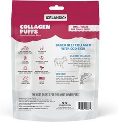Icelandic+ Beef Collagen & Fish Puffs Bites Small Dehydrated Dog Treats, 1.3-oz bag