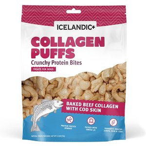 Icelandic+ Beef Collagen & Fish Puffs Bites Dehydrated Dog Treats, 2.5-oz bag