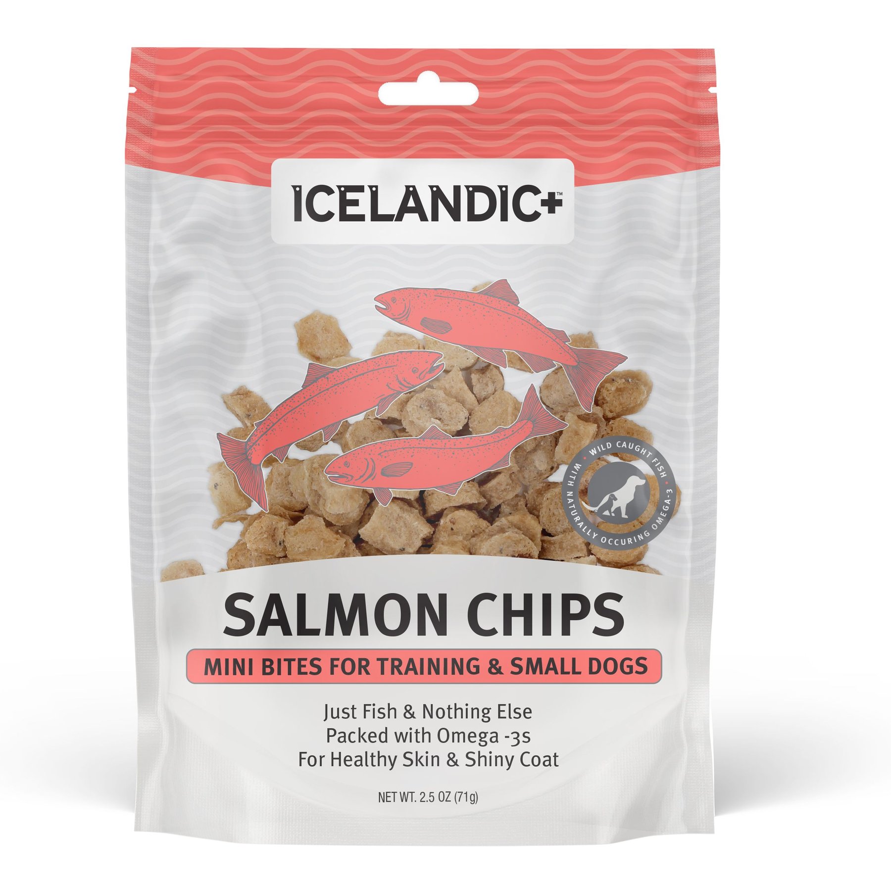 Icelandic+ Salmon Mini Fish Chips Dog Treats, 2.5-oz bag