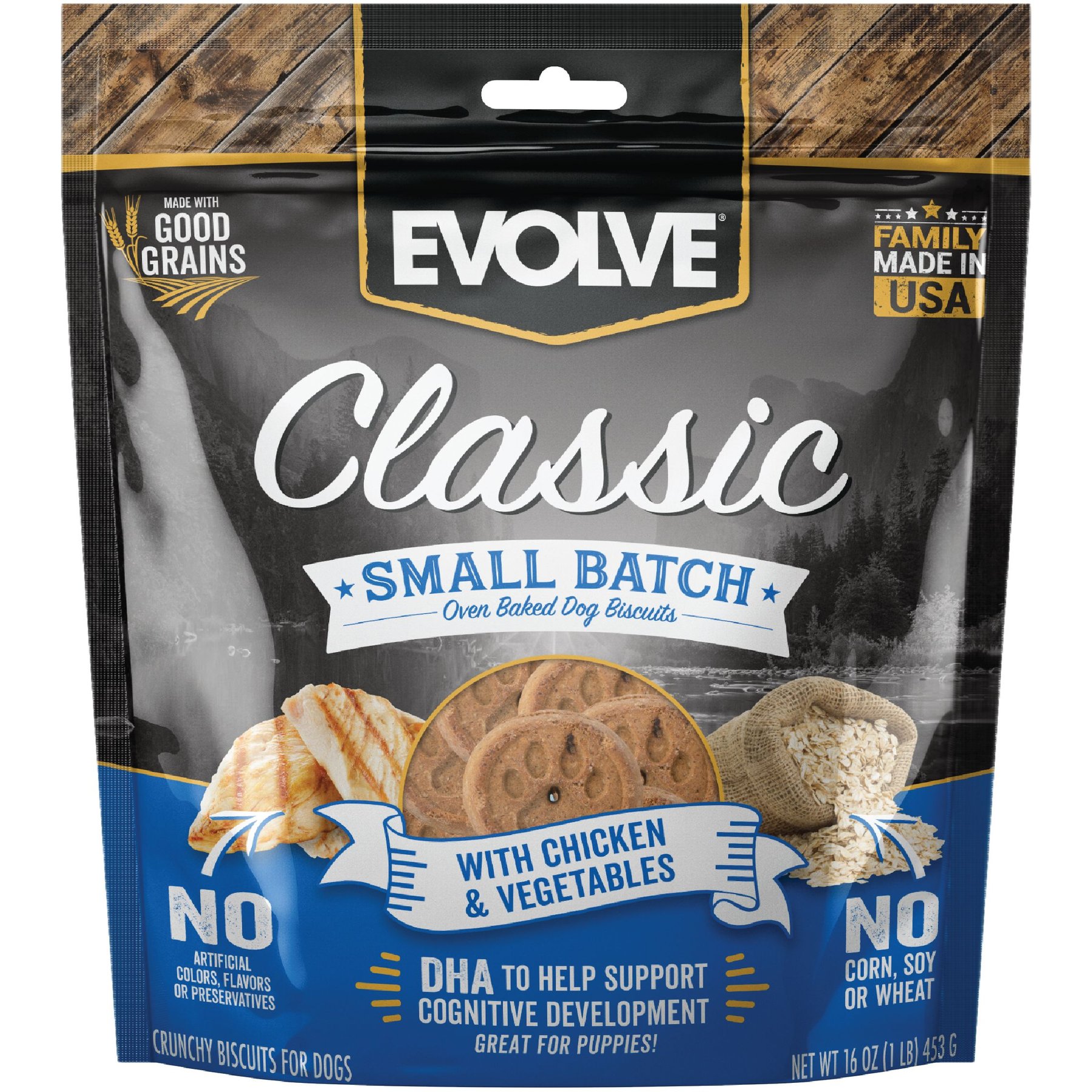 Evolve Evolve Classic Small Batch Chicken & Vegetables Biscuits Dog Treats, 16-oz bag