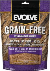 Evolve Biscuits with Real Peanut Butter & Molasses Dog Treats, 12-oz bag
