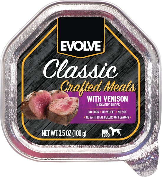 Discontinued EVOLVE Classic Crafted Meals Venison Recipe Pate Wet Dog Food, 3.5oz can, case