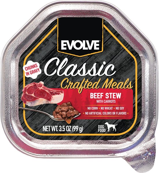 EVOLVE Classic Crafted Meals Beef Stew Wet Dog Food 3.5 oz can case of 15 Chewy