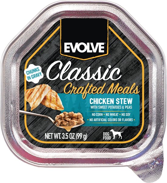 EVOLVE Classic Crafted Meals Chicken Stew Wet Dog Food, 3.5-oz can ...