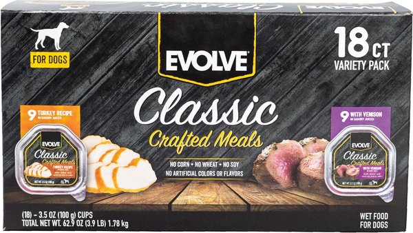 EVOLVE Classic Crafted Meals Turkey Recipe Venison Variety Pack