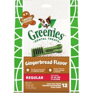 Greenies Gingerbread Flavor Regular Dental Dog Treats, 12 count