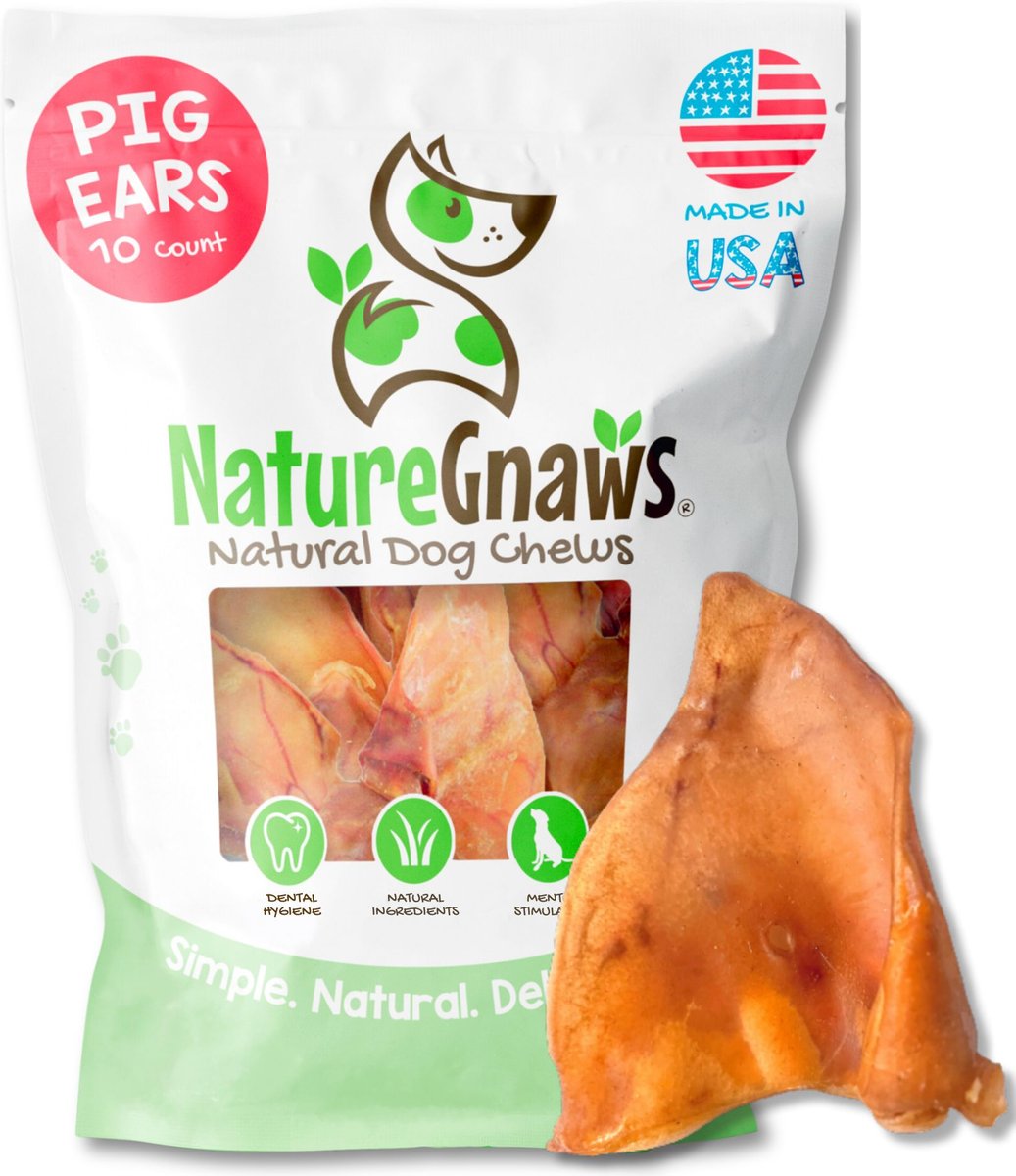 NATURE GNAWS USA Pig Ears Dog Treats, 10 count