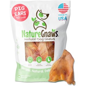 Nature Gnaws USA Pig Ears Dog Treats, 10 count