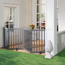 Unipaws 4 Panel Outdoor Free Standing Dog & Cat Gate, Medium, Dark Grey