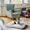 Max & Marlow Plush Sherpa Bolstered Crate Dog & Cat Bed, Gray, Medium