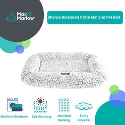 Max & Marlow Plush Sherpa Bolstered Crate Dog & Cat Bed, Gray, Medium slide 2 of 7