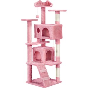 Yaheetech 61.5-in Plush Cat Tree & Combo, Pink