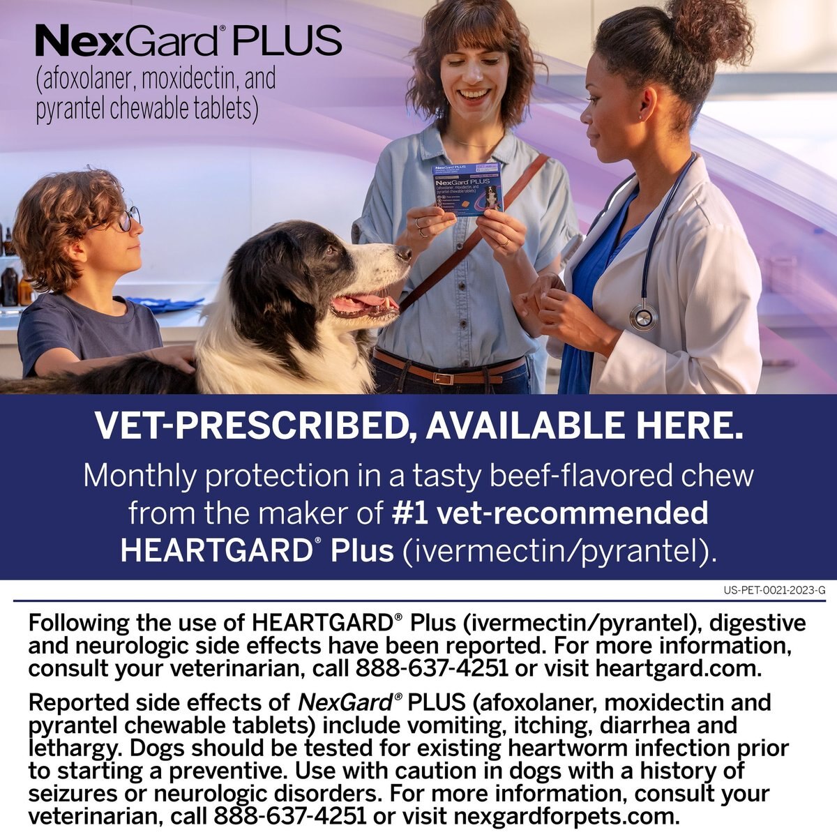 NEXGARD PLUS Chewables for Dogs, 33.1-66 lbs. (Purple Box) 6 Chewable ...