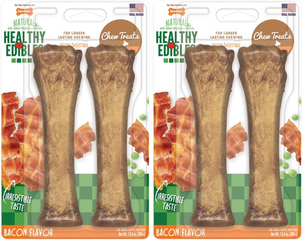 Nylabone Healthy Edibles All-Natural Long Lasting Bacon Dog Chew Treats, X-Large