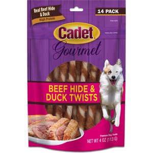 Cadet Gourmet Beef Hide & Duck Twist Sticks Dog Treats, 5-in, 14 count