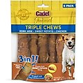 Cadet Gourmet Triple Chews Pork Hide, Chicken & Sweet Potato Twists Dog Treat, 6 count