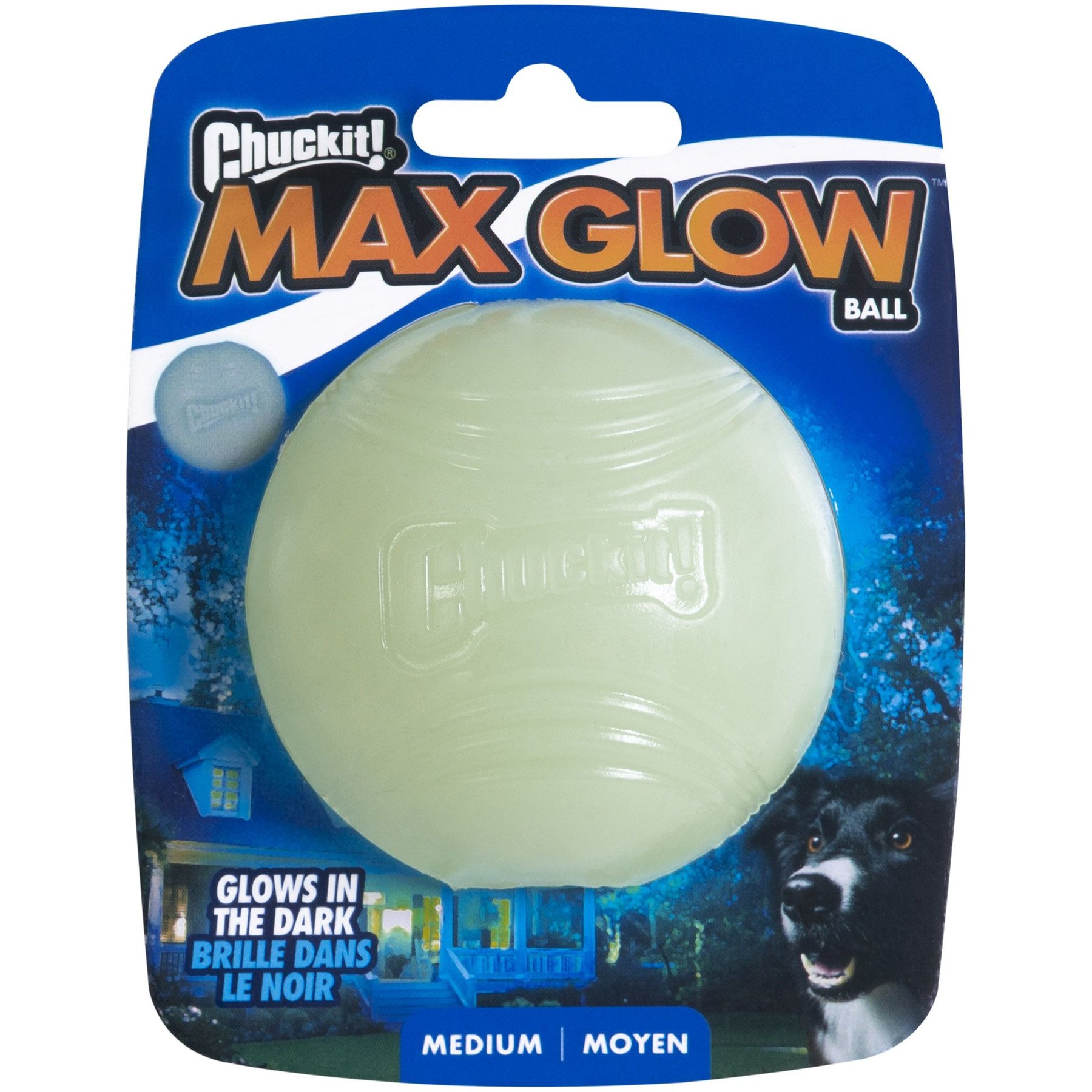 Chuckit! Max Glow Ultra Squeaker Ball Dog Toy, Medium
