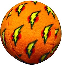 Mighty Squeaky Stuffing-Free Plush Ball Dog Toy, Orange, Large slide 1 of 5
