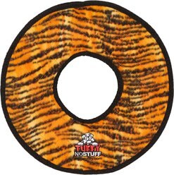 Tuffy's No Stuff Mega Ring Squeaky Plush Dog Toy, Tiger slide 1 of 5