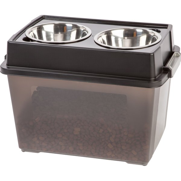 Iconic Pet Adjustable Stainless Steel Pet Double Diner for Dog U Design - 3 qt - 96oz - 12 Cup