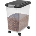 IRIS USA WeatherPro Airtight 25-lb Dog & Cat Food Storage Container with Removable Casters, Black, Medium