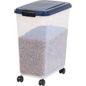 IRIS USA 33qt + 12qt Airtight Pet Food Storage Container Combo with Scoop,  Black