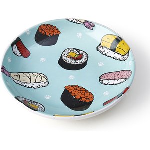 PetRageous Designs Sushi Saucer Dog & Cat Bowl, Blue