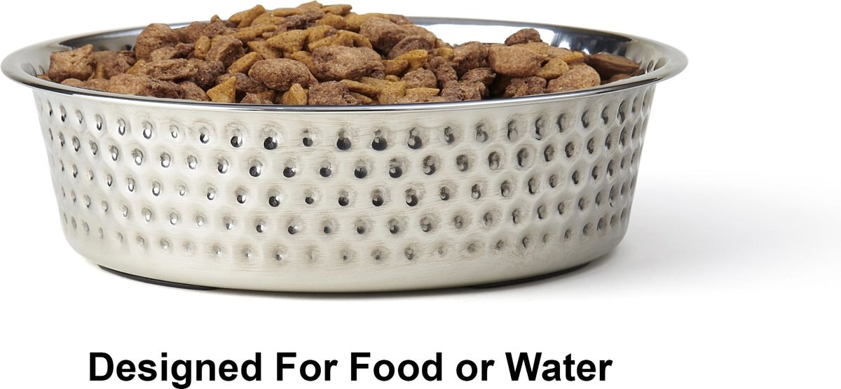 PETRAGEOUS DESIGNS Crete Hammered Stainless Steel Dog & Cat Bowl