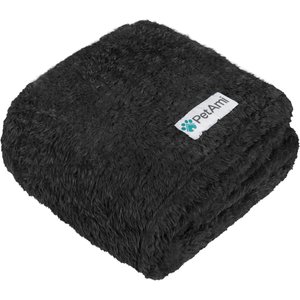 PetAmi Fluffy Fleece Cat & Dog Throw Blanket, Black, Medium 