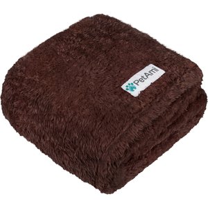 PetAmi Fluffy Fleece Cat & Dog Throw Blanket, Brown, Large 