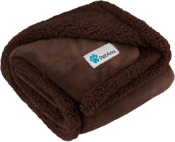 PetAmi Sherpa Dog & Cat Reversible Blanket, Brown/Brown Sherpa, Medium