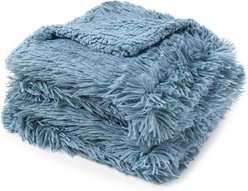 PetAmi Furry Faux Fur Waterproof Cat & Dog Blanket, Dusty Blue, Medium 
