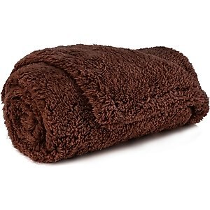 PetAmi Fluffy Waterproof Cat & Dog Blanket, Brown, Small 