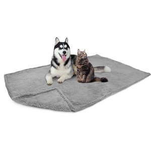 PetAmi Fluffy Waterproof Cat & Dog Blanket, Light Grey, Queen 
