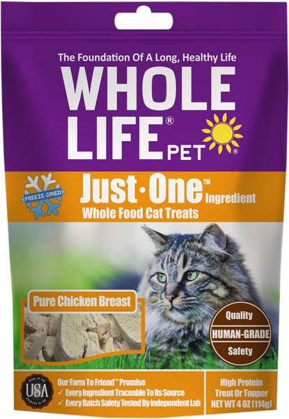 Whole Life Just One Ingredient Pure Chicken Breast Freeze-Dried Cat Treats, 4-oz bag slide 1 of 10