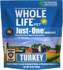 Whole Life Just One Ingredient Pure Turkey Breast Freeze-Dried Dog & Cat Treats, 10-oz bag