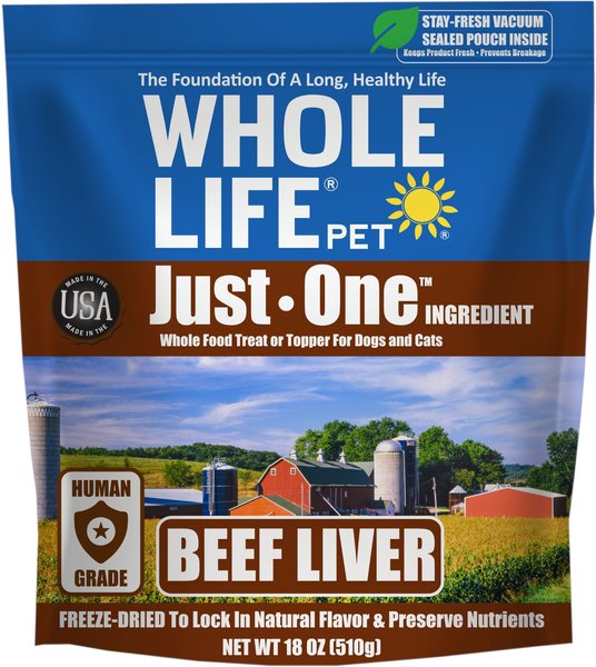 Whole Life Just One Ingredient Pure Beef Liver Freeze-Dried Dog Treats, 18-oz bag slide 1 of 9