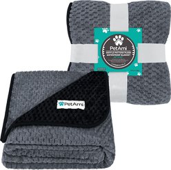 PetAmi Sherpa Fleece Waterproof Waffle Cat & Dog Blanket, Black/Gray, Medium  slide 2 of 7