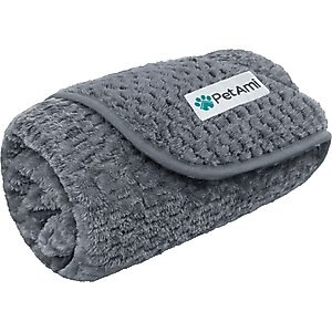 PetAmi Sherpa Fleece Waterproof Waffle Cat & Dog Blanket, Gray, Medium 