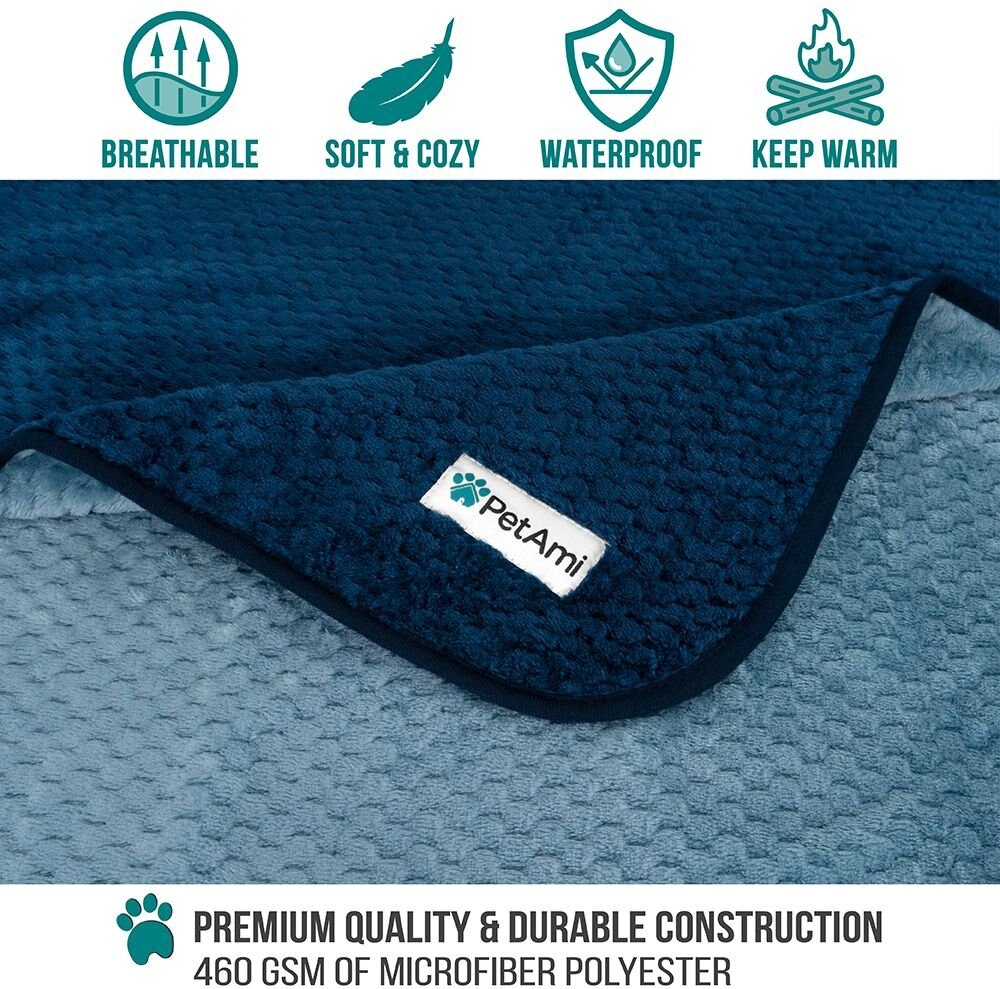 PetAmi Sherpa Fleece Waterproof Waffle Cat & Dog Blanket