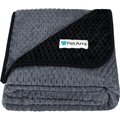 PetAmi Sherpa Fleece Waterproof Waffle Cat & Dog Blanket, Black/Gray, X-Large 
