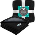PetAmi Reversible Fleece Waterproof Cat & Dog Blanket, Black/Gray, Medium 