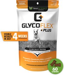 VetriScience GlycoFlex Plus Duck Flavored Soft Chews Joint Supplement for Small Dogs, 60 count