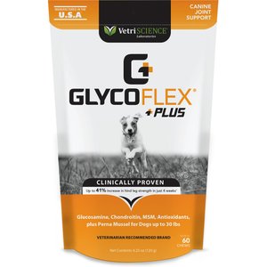 VetriScience GlycoFlex Plus Duck Flavored Soft Chews Joint Supplement for Small Dogs, 60 count