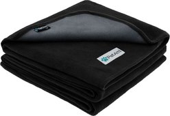 PetAmi Reversible Fleece Waterproof Cat & Dog Blanket, Black/Gray, Large 
