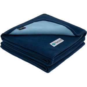 PetAmi Reversible Fleece Waterproof Cat & Dog Blanket, Navy/Blue, Large 