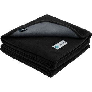 PetAmi Reversible Fleece Waterproof Cat & Dog Blanket, Black/Gray, X-Large 