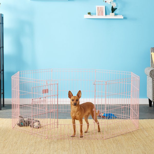 MidWest Wire Dog Exercise Pen with Full MAX Lock Door, Pink, 24-in slide 1 of 5