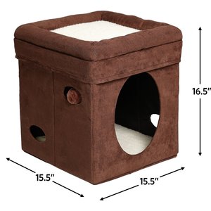 MidWest Curious Cube Cat Condo, Brown Suede