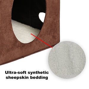 MidWest Curious Cube Cat Condo, Brown Suede